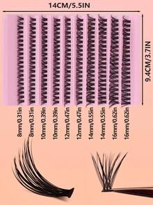 200 pezzi 8-16mm Design a riccio D, ciglia finte russe 40D, naturali, morbide e soffici, ciuffetti di ciglia finte effetto sfumato, ideali per uscite serali, cosplay, appuntamenti, uso quotidiano, feste, palcoscenico, viaggi, essenziali per la festa della mamma, Pasqua, Ringraziamento, Ognissanti, trucco di Natale, ottimo regalo e adatto ai principianti, ciuffetti di ciglia, ciglia singole, ciglia finte