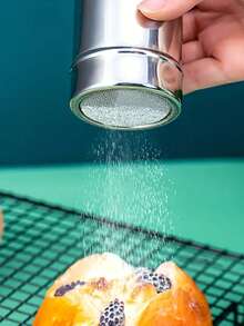 1 pieza Dispensador de polvo de precisión de acero inoxidable, para pimienta, cacao en polvo, sésamo en polvo, con malla fina para dispensar rápidamente, bloquea objetos extraños, salero de cocina, accesorio para BBQ, utensilio de cocina