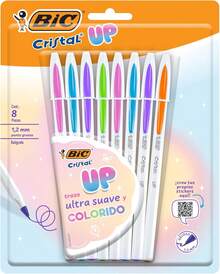 BIC, Bolígrafo de Punto Grueso, Escritura Suave y Fluida, Cristal UP Pastel, Surtido de Colores Pastel, Ideal para Lettering y Notas Creativas, Plumas de 1.2 mm, 8 piezas - 1 - Ver 7