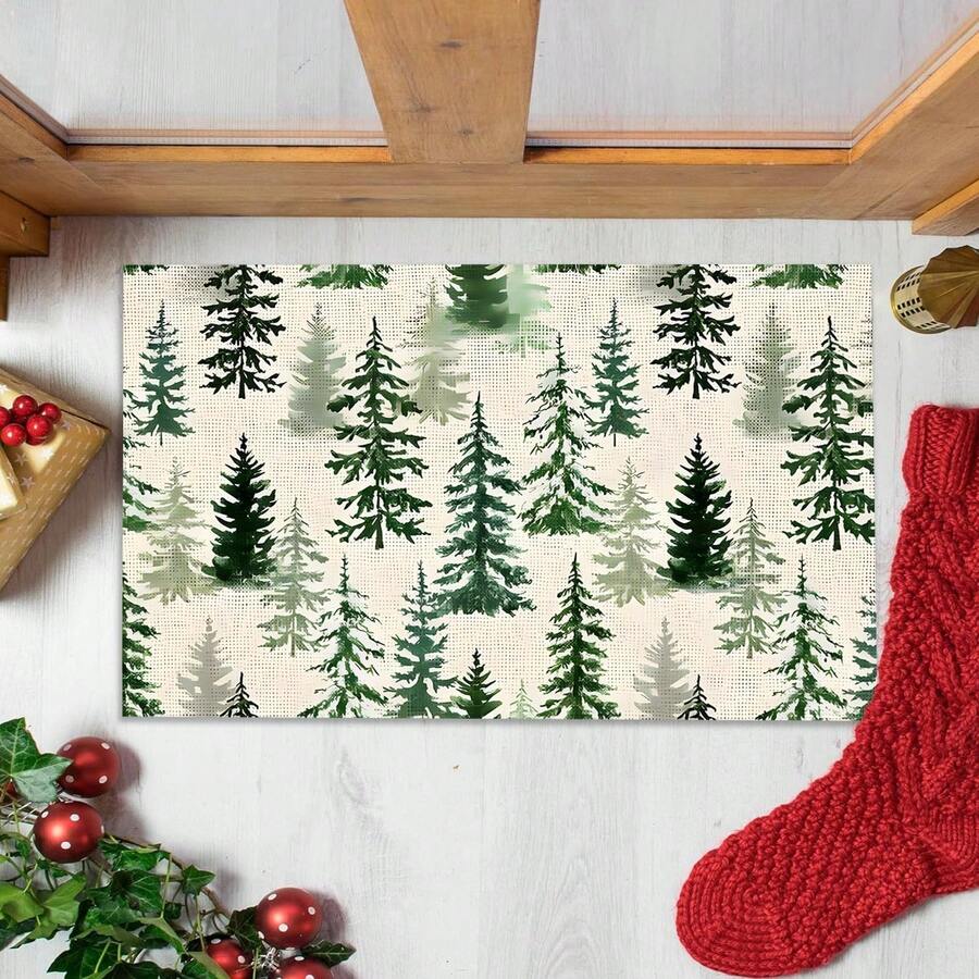 1pc Christmas Doormat, Drainage Mat For Kitchen, Living Room, Entryway, Balcony, Home Decor, Anti-Slip, Suitable For Cafe, Bar, Holiday, Party, Bedroom, Bathroom