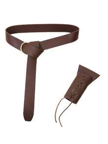 Multi-Piece Set Vintage Street Style Viking Belt, Leather Pouch, Arm Cuff Accessories, Viking Costume Leather Wristband, Scabbard, Retro Pouch, Suitable For Men And Women Old Money Vintage Autumn/Fall Urban Outfit Classic Christmas Winter Fashion Daily Men Boyfriend Gift