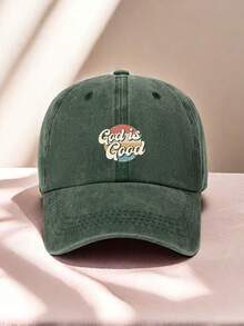 1pc God Is Good Graphic Print Classic Baseball Cap - Vintage Distressed, Lightweight, Adjustable, Solid Color, Unisex Casual Sports Hat - Perfect Dad Hat For Outdoor Activities