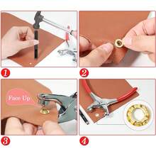 YUHOHO 1202pzs Juego de Alicates con Ojal de 6mm, 1/4 Pulgadas Alicates de Perforación, Juego de Alicates con 600 Ojales de Metal, Kit de Prensa de Mano con Ojales, Juego de Herramientas de Ojales - 1 - Ver 4