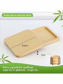 6pcs Bamboo Coaster Set With Holder, Suitable For Coffee Table, Wooden Coasters For Potted Plants, Tabletop Protection, Housewarming Gifts, Square/Round Bamboo Coasters For Flower Pots, Beverage Trays, Tabletop Plant Protection, Home Office Decor, DIY Mosaic Bamboo Coasters, Blank Pedestal Trays, Drink Coasters, Plant Coasters, Art Plates (6pcs Set, Mosaic Not Included) - Multicolor - View 5