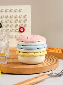 1pc Cute High-Quality Ceramic Hamburger Shaped Snack/Fruit/Nut Dish, Suitable For Restaurant, Kitchen