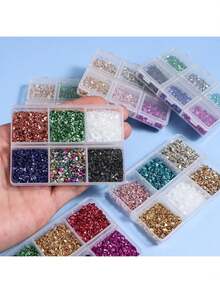 1 طقم/6 ألوان مواد حشو راتنج الإيبوكسي المسحوق من الزجاج والمعدن والحجر الملون لتزيين المناظر الطبيعية الصغيرة DIY (حوالي 45 جرام)