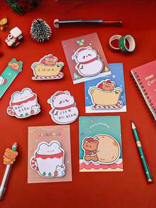 4/6本圣诞笔记本，适合学生，办公室学习笔记，圣诞老人备忘录可爱圣诞礼物留言，备忘录圣诞节组合便签 - 均碼 - 查看 8