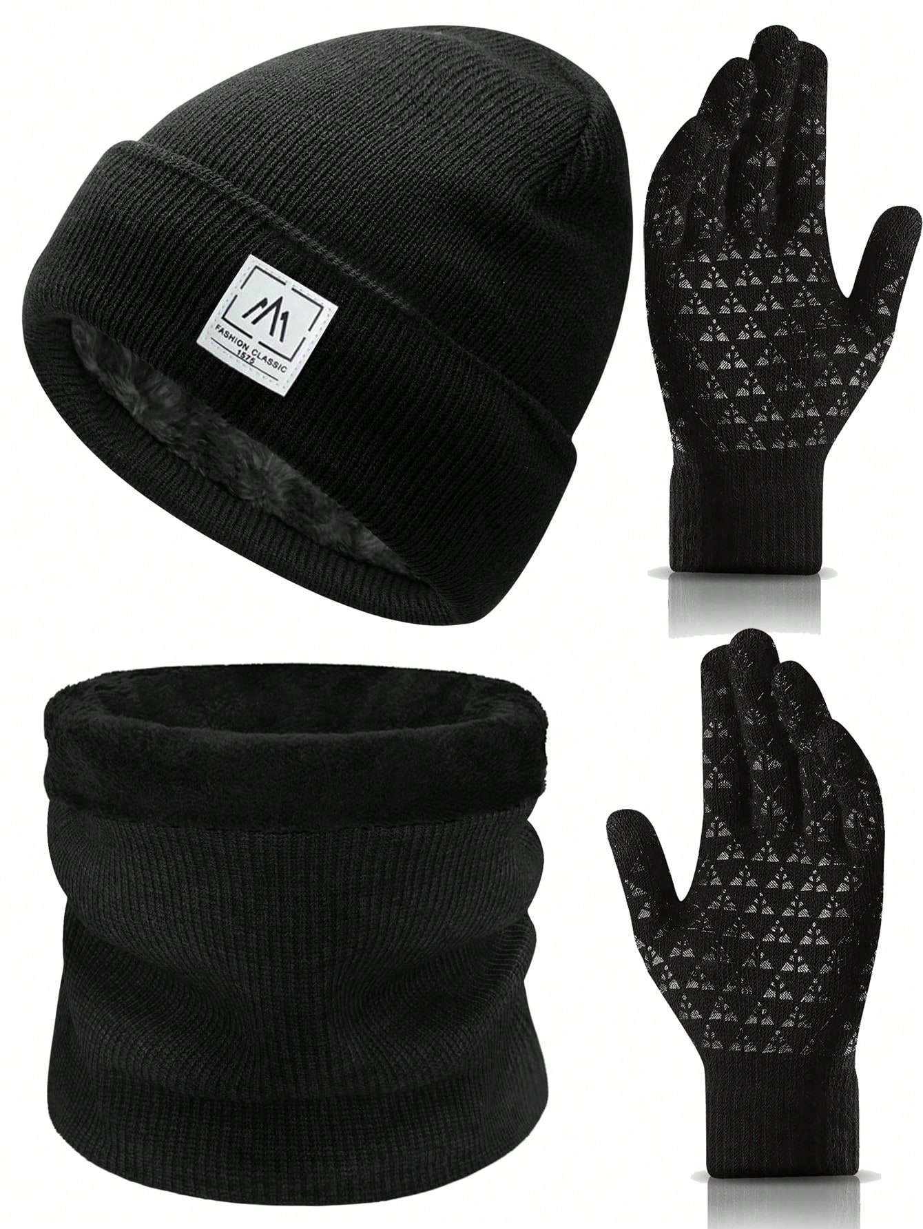 طقم قبعة وشاح وقفازات دافئة للرجال والنساء، قبعة و...