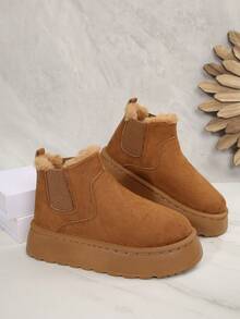 Women's New Thick Sole Round Toe Short Snow Boots, Comfortable & Versatile For Outdoor, Size 35-44 (Please Order 1 Size Up)