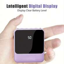 Mini Cute 13800mAh 5V2A Fast Charging Multifunctional Power Bank, Small Size Large Capacity, Rechargeable Portable Mobile Phone Charger, Built-In 4 Cables, Ultra-Bright LED Lights, Smart Digital Display, For IPhone 17 Pro Max/16 15 14, The Best Gift - Purple - View 3