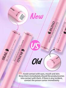 [72-Hour Long-Lasting Adhesive] 1/2/3 Pack Hypoallergenic 2-In-1 Eyelash Glue & Setting Liquid | 72-Hour Long-Lasting Adhesive, Latex-Free, Waterproof | Suitable For DIY Cluster Lashes, Homemade False Lashes Makeup Tools | Mixed Black Eyelash Extension Glue - Pink - View 3