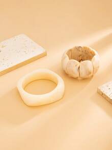 1 قطعة سوار راتنجي أنيق بطراز رجعي مبالغ فيه، مجوهرات سميكة بسيطة، سوار بأسلوب بوهيمي للعطلات، مناسب للاستخدام اليومي للنساء وديكورات الحفلات المختلفة، وديكورات العطلات