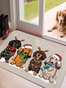 1pc New Christmas Doormat, Suitable For Dog Lovers, Holiday Animal Knitted Pattern Decor, Applicable For Living Room, Bedroom, Indoor - Machine Washable - Flannel Material, Delicate Wrap, Skin-Friendly, No Pilling, Slightly Water-Resistant Easy Care, Odorless - Ideal For Home Decor, Room Decor, Living Room Carpet, Bedroom Carpet, Bathroom Carpet, Kitchen Carpet, Area Rug, Hotel Decor - Area Rug, All Season Use.