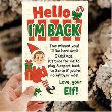 1/2pcs Festive Elf Card With "I'm Back, I Missed You" |Sweet Christmas Elf Greeting: I'm Back & Thinking Of You – Great For Holiday Wishes, Birthdays & Festive Decor|Christmas Elf Greeting Card: I'm Back & I Missed You – Perfect For Holidays, Parties, Wishes & Birthdays - Multicolor - View 4