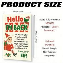 1/2pcs Festive Elf Card With "I'm Back, I Missed You" |Sweet Christmas Elf Greeting: I'm Back & Thinking Of You – Great For Holiday Wishes, Birthdays & Festive Decor|Christmas Elf Greeting Card: I'm Back & I Missed You – Perfect For Holidays, Parties, Wishes & Birthdays - Multicolor - View 2