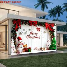 2D Fondo de tela plano de Navidad, 1 pieza de árbol de Navidad, muñeco de nieve, patrón de pared blanca, decoración de fiesta de Navidad, tela de fondo para cabina fotográfica, adecuada para decoración de fondo de fiesta interior - Tela de poliéster duradera, adecuada para decoración de pared navideña, pancarta de Feliz Navidad