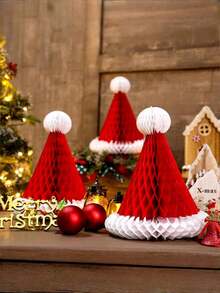Neue Weihnachtsdekoration Wabenförmige Hüte, Mottoparty-Event Hängedekoration Wabenförmige Weihnachtshüte, Weihnachts-Origami-Dekorationsszene Requisiten, Feiertags-Atmosphäre für Einkaufszentren, Schulen und Geschäfte.