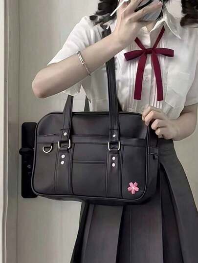 กระเป๋าเป้สะพายหลัง PU สไตล์ JK ญี่ปุ่น ความจุขนาดใหญ่ กระเป๋าสะพายข้าง กระเป๋าคอมมิวเตอร์