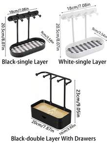 1pc/2pcs Jewellery Organiser, Desktop Double Earring And Necklace Display Stand, Hairband And Accessories Organiser With Drawer Tray, Jewellery Display Desktop Organiser For Earrings, Necklaces And Rings, Valentine's Day Gift, Gift Boxes For Girlfriends, Mothers, Women, Girlfriends, Valentine's Day Boxes, New Year's Boxes, Home Decorations