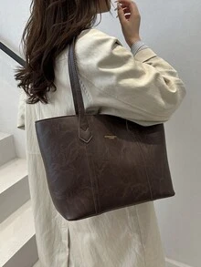 女士时尚百搭手提包，适合日常通勤 - 咖啡棕 - 查看 4