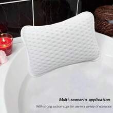 1 pieza Almohada para bañera, Cojín de descanso para cabeza de bañera de baño, Almohada para bañera de hidromasaje, Almohada de soporte para cabeza y cuello, Malla 3D con ventosa, Lavable a máquina