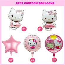 生日派对气球 可爱动漫凯蒂猫和朋友主题铝箔气球套装派对用品房间装饰派对礼品装饰品