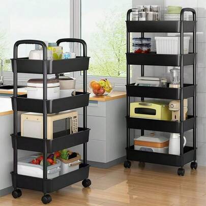 Multi-Layer Rolling Cart Storage Rack, Suitable For Kitchen, Bedroom, Bathroom, Holds Snacks And Supplies