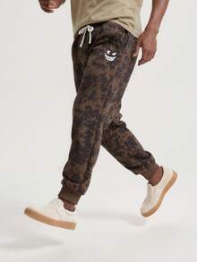 Alltony Herren leichte Frühling/Herbst Jogginghose mit Kordelzug, verstellbarer Taille, Batik-Camouflage-Gesichtsdruck, lässige Sportbekleidung für Outdoor, Straße, Laufen, Reisen, Camping, Urlaub