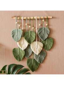 Macrame Wall Hanging Leaves, Bohemian Wall Hanging Woven Tapestry, Large Chic Woven Leaf Tassels Handmade Woven Wall Art For Bedroom Nursery Home Baby Shower Family Decorations Gifts