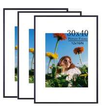 3Pcs Wooden Photo Frame Set | Sizes: 12x16in, | Black, White & Wood Tones Included | Comes With White Mat Boards | Versatile For Portrait/Landscape Display & Wall Mounting | Ideal For Home Decor, Family Photo Collages & Gallery Wall Styling