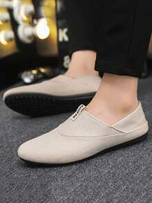 Men's Loafers New Casual Shoes Versatile Moccasins Slip-On Fisherman Shoes Slouchy Shoes Flat Canvas Boat Shoes Men's Shoes Black Formal Shoes Flat Canvas Shoes (Run Small And Narrow, Please Order One Size Up) - Beige - View 5