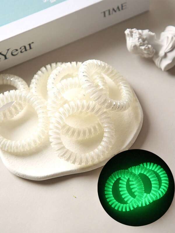 Night Glow Telephone Line Hair Tie Nightclub Style Bracelet To Tie Hair Ponytail Bun Elastic Hair Accessory ,Ponytail Holders ,Hair Elastics ,Hair Rubber Bands ,Scrunchies ,Hair Rope ,Elastic Hair Tie