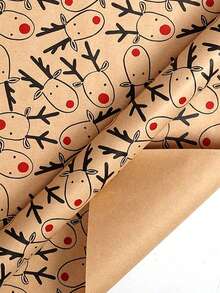 1pc 300x43cm Christmas Gift Wrapping Paper With Reindeer, Santa Claus, Christmas Tree Patterns, Gift Packaging Decoration Paper - Multicolor - View 8