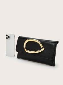 Túi cầm tay màu trơn cổ điển, túi xách đa năng, ví da PU thời trang, phù hợp cho nữ, có thể dùng trong đám cưới, tiệc tùng, dạ hội, lễ hội và các dịp khác. - màu đen - Xem 6