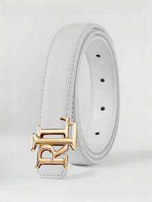 1pc New Letter Smooth Buckle 2.5cm Wide Women's Belt, Classic Fashion Personalized Design, Versatile Match With Jeans, Great Mother's Day Gift (In-Stock With No Defects)