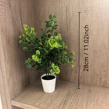 3pcs Artificial Green Plants In White Pots - Realistic Indoor Home Decor, Suitable For Desks, Shelves Or Entryways - Great Housewarming And Holiday Gifts (Christmas, Halloween, Easter, Valentine's Day, St. Patrick's Day, Mother's Day), Shelf Decor | Realistic Pine Tree Bonsai | Plastic Bonsai Tree, Perfect For Thanksgiving - Green - View 6