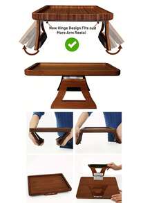 1 件防滑木质沙发托盘，带旋转手机支架和可折叠扶手桌 - 非常适合宽沙发和饮料架 - 彩色 - 查看 7