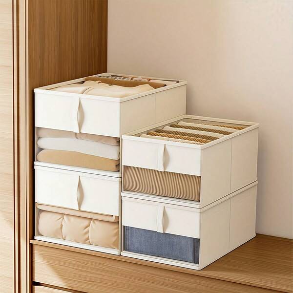 1 صندوق تخزين كبير السعة، منظم ملابس قابل للطي، صندوق ملابس سميك، مناسب لتنظيم المنزل