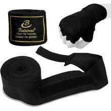 QWTG Cinta Boxeo Vendas de Mano, Largas 5, Elasticas Endas de Mano Profesionales para Protección de Muñecas y Nudillos, Vendas de Mano para Boxeadores, Kickboxing, Muay Thai y. - Negro - Ver 9