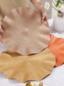 1 pieza/4 piezas/6 piezas/12 piezas Manteles individuales redondos tejidos con patrón de onda bohemio, de 15 pulgadas, de unicolor, para decoración de mesa de cocina, almohadillas antideslizantes para tazas, platos, cuencos, adecuadas para festivales, fiestas, cumpleaños, bodas, banquetes, decoración de mesa, decoración del hogar, decoración de dormitorio