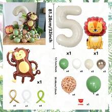 Digital Animal Balloon Column, 0-9 Jungle Wildlife Park Birthday Balloons, Suitable For Animal Balloon Decoration, Happy Birthday, Parties, Weddings, Birthday Party Decoration, Halloween, Christmas, Valentine's Day Decoration