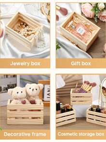 1/3pcs Small Wooden Storage Box, Suitable For Desktop Organization, Suitable For Home Office Storage Rack, Small Storage Basket Container,Halloween Decorations, Suitable For Halloween, Christmas, Holiday Gifts, Holiday Ornaments ﻿