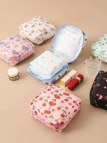1pc Large Capacity Sanitary Napkin Storage Bag, Cartoon Sanitary Napkin Storage Bag, Portable Menstrual Tool Kit, Multi-Purpose Waterproof Storage Bag, Nursing Pad Storage Bag, Tampon Bag, Feminine Product Bag, Vacation Storage Bag, With Compartments Inside For Better Classification Of Items For Sanitary Napkins