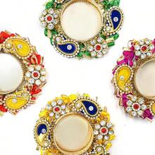 D20 Pcs Assorted Decorative Multicolor Tea Lt Candle Holders With Flower Design Handmade Diya For Pooja Diwali Festival Decoration10