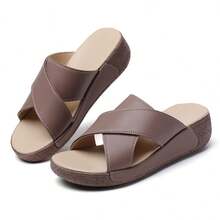 Women's Thick Sole Slippers For Outdoor Wear, Non-Slip Soft Bottom, Fashion Platform Open Toe Sandals, Summer