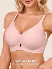 Wireless Jelly Bras For Women With Support - S-3XL Seamless Bra No Underwire Full Coverage Comfort T-Shirt Bralettehalloween - Hồng - Xem 5