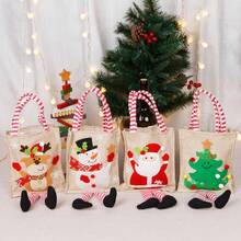 Sacs cadeaux de Noël mignons Sacs cadeaux en canevas avec Père Noël, bonhomme de neige, sapin de Noël pour cadeaux de Noël et du Nouvel An, fournitures de fête, faveurs, décoration