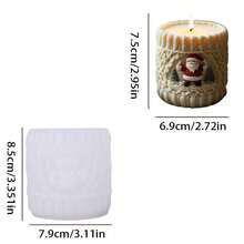 Christmas Series Candle Silicone Mold, Santa Claus Embossed Pillar Candle, Super Exquisite Knitted Texture, Suitable For Christmas Atmosphere Scented Candle Mold, Handmade DIY Plaster Decorative Ornaments, Create A Warm Holiday Tabletop Christmas Limited Edition! Knitted Style Silicone Candle Mold, DIY Atmosphere Tabletop Decorative Candle