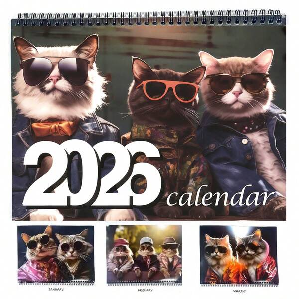 2026 Coole Katzen Kalender Katzenliebhaber Katzen Kalender Lustiger Katzen Kalender, Kätzchen Kalender 2026 Monats Wandkalender Jahreskalender Süße, lustige Katzen Haustier Neujahrkalender