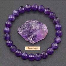 1条6毫米波西米亚风天然石手链，可叠戴，适合女性作为节日礼物、派对配饰、日常佩戴、时尚饰品（虎眼石/青金石/黑曜石/水晶等，寓意提升智慧和灵性）